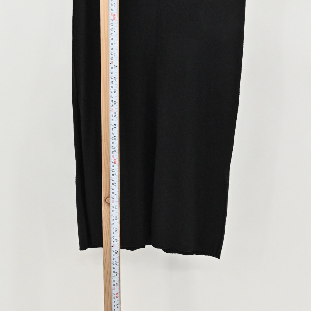 Free People Ribbed Knit Midi Skirt Womens Size M Black Stretch Minimalist Cotton - Picture 5 of 13